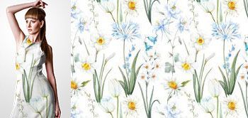 07014v Materiał ze wzorem ręcznie malowane kwiaty polne w stylu akwareli